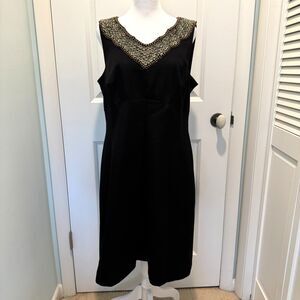 Vintage Kay Unger $430 Black Silk Blend Sz 14 Embellished Evening Cocktail Dress